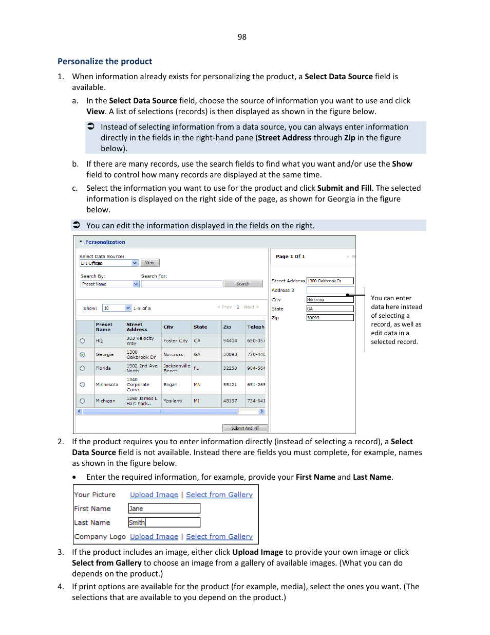 Personalize the product | Konica Minolta Digital StoreFront User Manual | Page 98 / 127