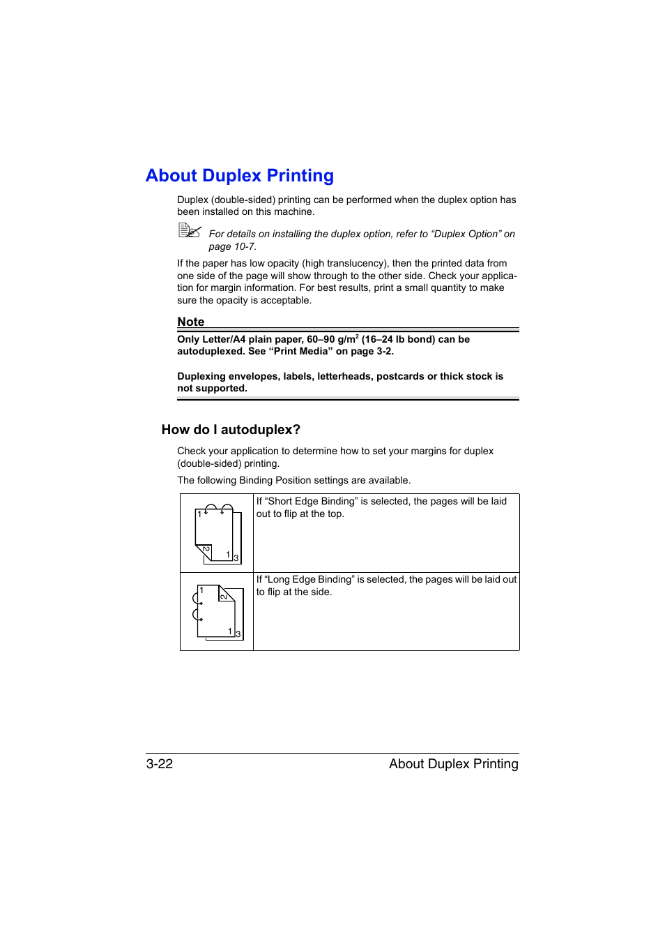 About duplex printing, How do i autoduplex, About duplex printing -22 | How do i autoduplex? -22, About duplex printing 3-22 | Konica Minolta magicolor 1690MF User Manual | Page 103 / 285