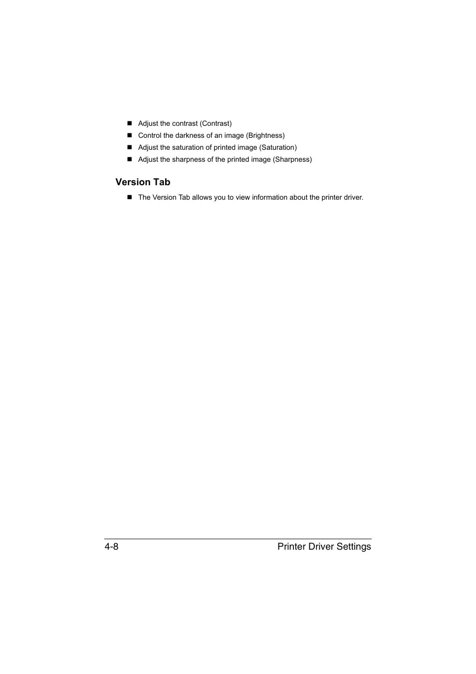 Version tab, Version tab -8, Printer driver settings 4-8 | Konica Minolta magicolor 1690MF User Manual | Page 119 / 285