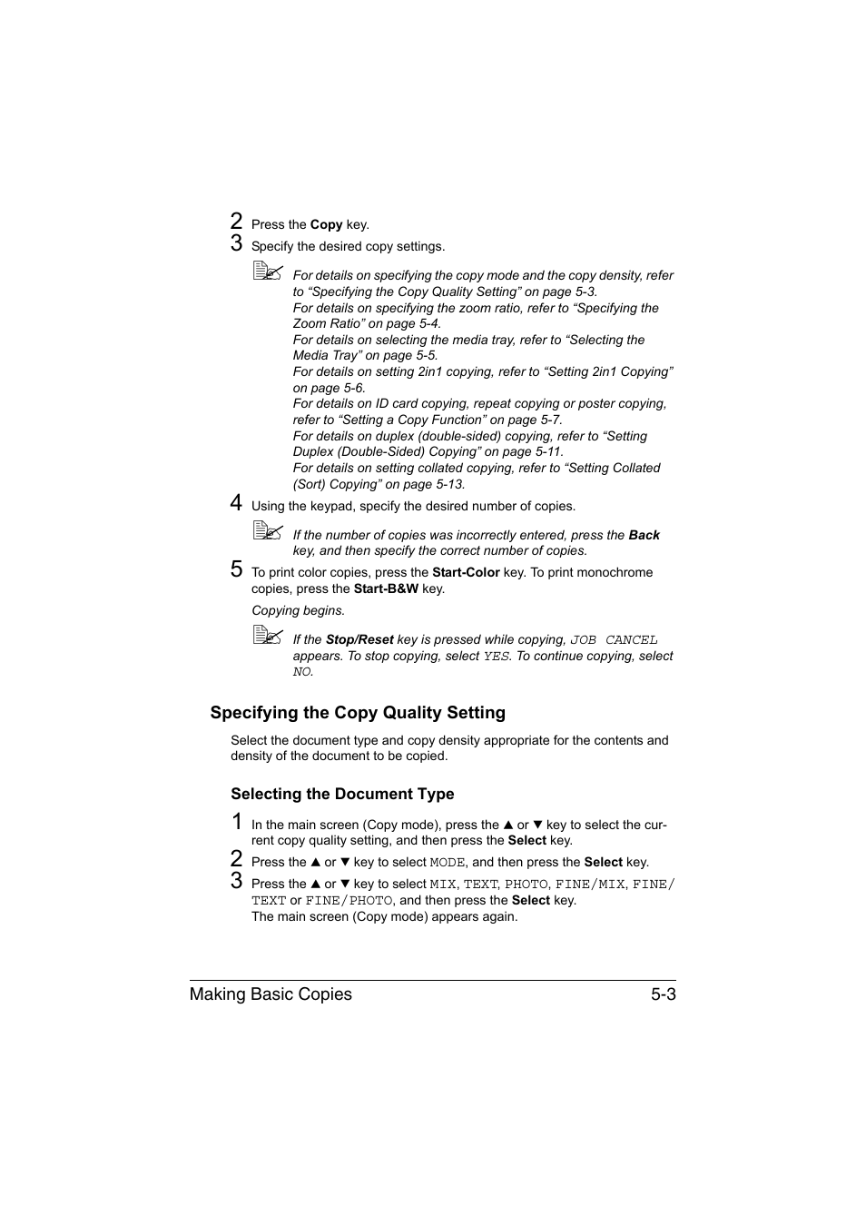 Specifying the copy quality setting, Selecting the document type, Specifying the copy quality setting -3 | Selecting the document type -3 | Konica Minolta magicolor 1690MF User Manual | Page 122 / 285