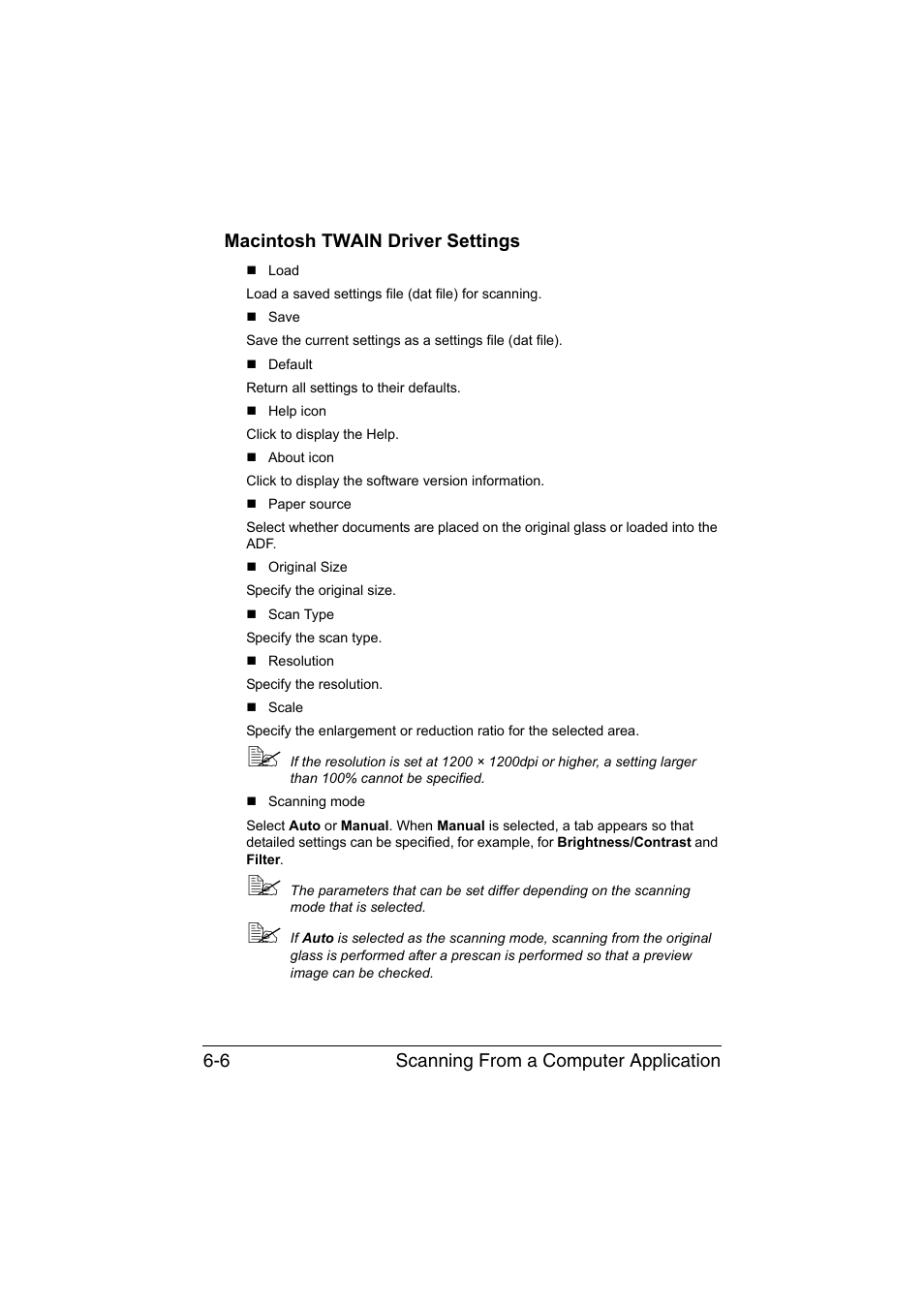 Macintosh twain driver settings, Macintosh twain driver settings -6 | Konica Minolta magicolor 1690MF User Manual | Page 139 / 285