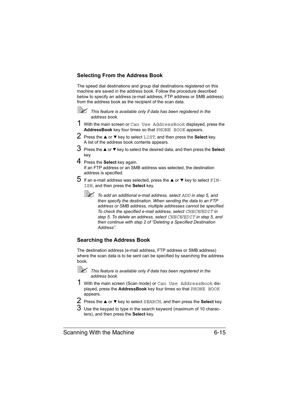 Selecting from the address book, Searching the address book | Konica Minolta magicolor 1690MF User Manual | Page 148 / 285