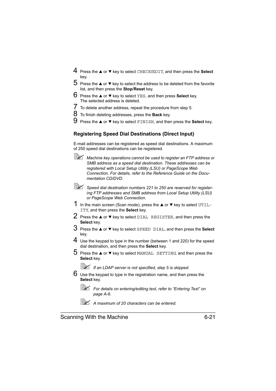 Registering speed dial destinations (direct input) | Konica Minolta magicolor 1690MF User Manual | Page 154 / 285