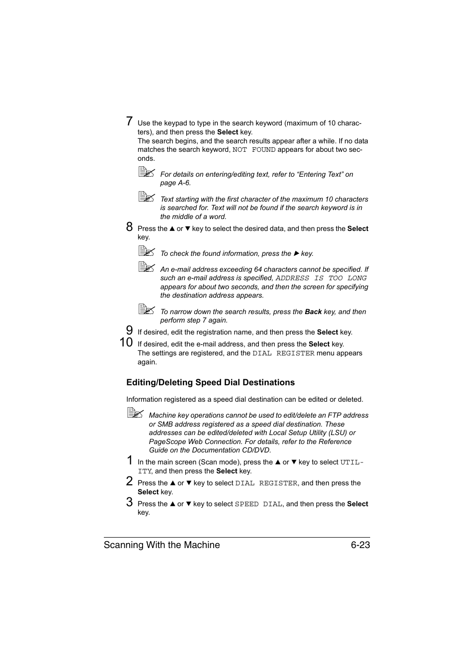 Editing/deleting speed dial destinations, Editing/deleting speed dial destinations -23 | Konica Minolta magicolor 1690MF User Manual | Page 156 / 285