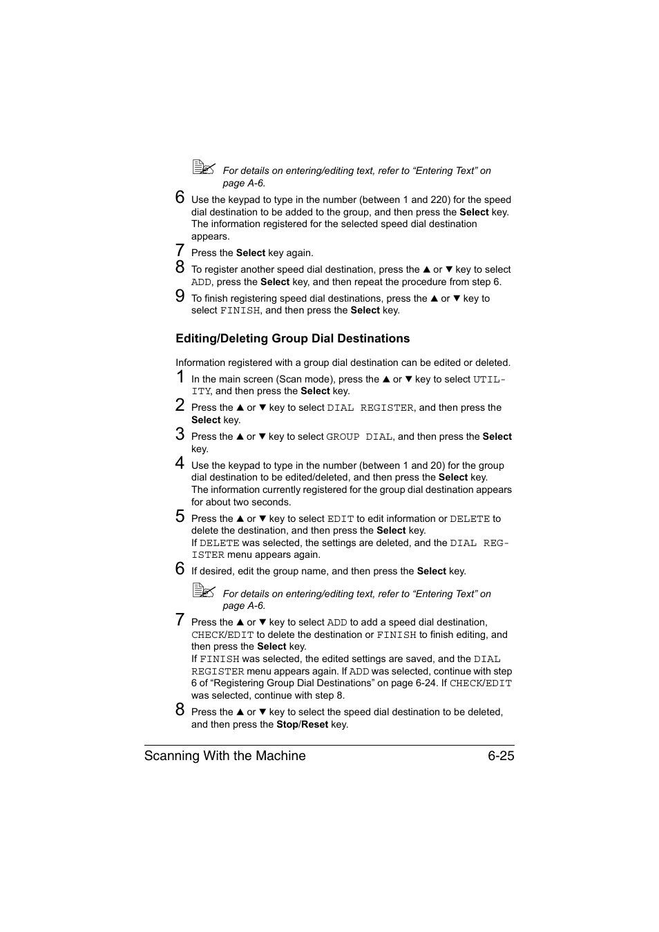 Editing/deleting group dial destinations, Editing/deleting group dial destinations -25 | Konica Minolta magicolor 1690MF User Manual | Page 158 / 285