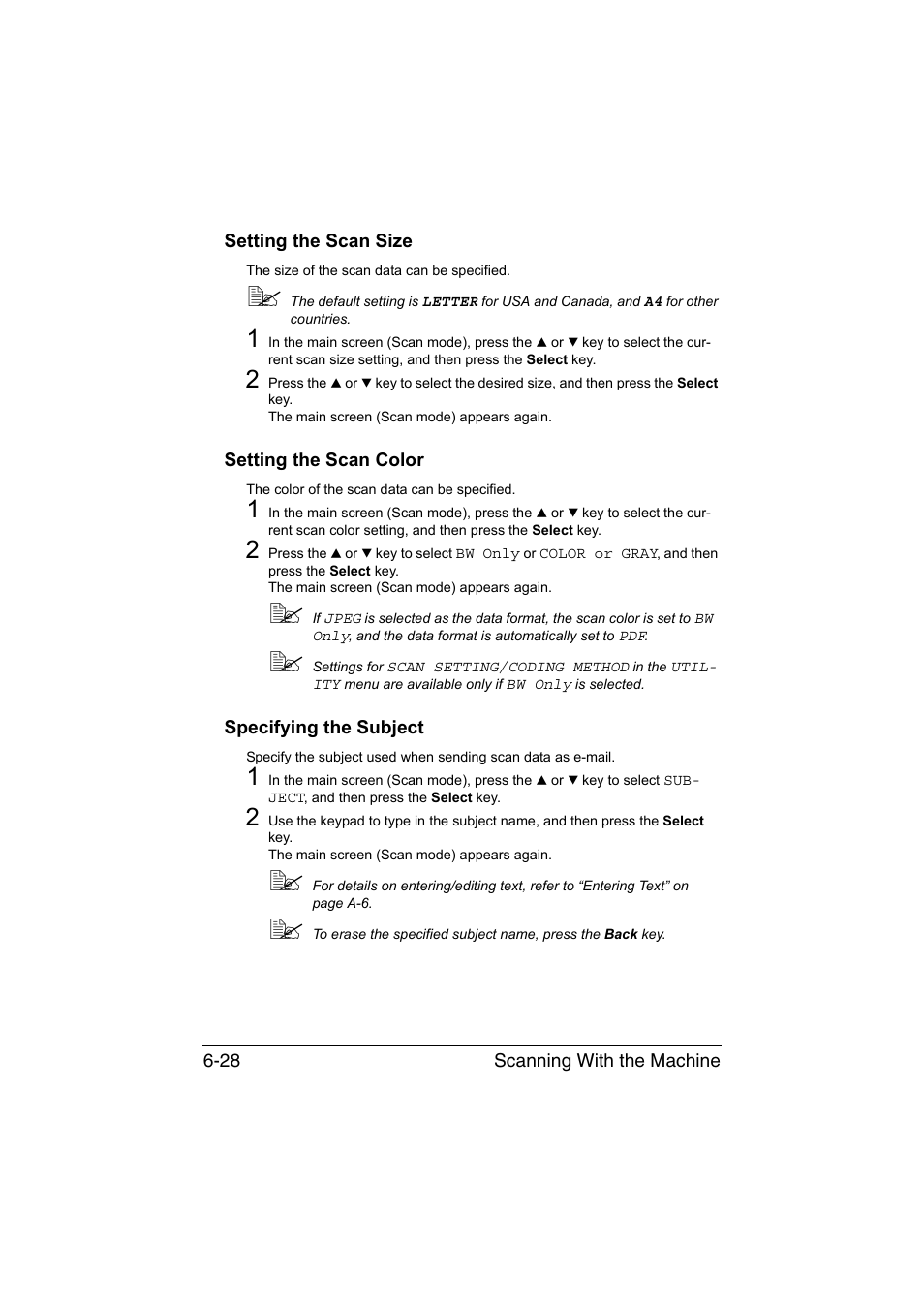 Setting the scan size, Setting the scan color, Specifying the subject | Konica Minolta magicolor 1690MF User Manual | Page 161 / 285