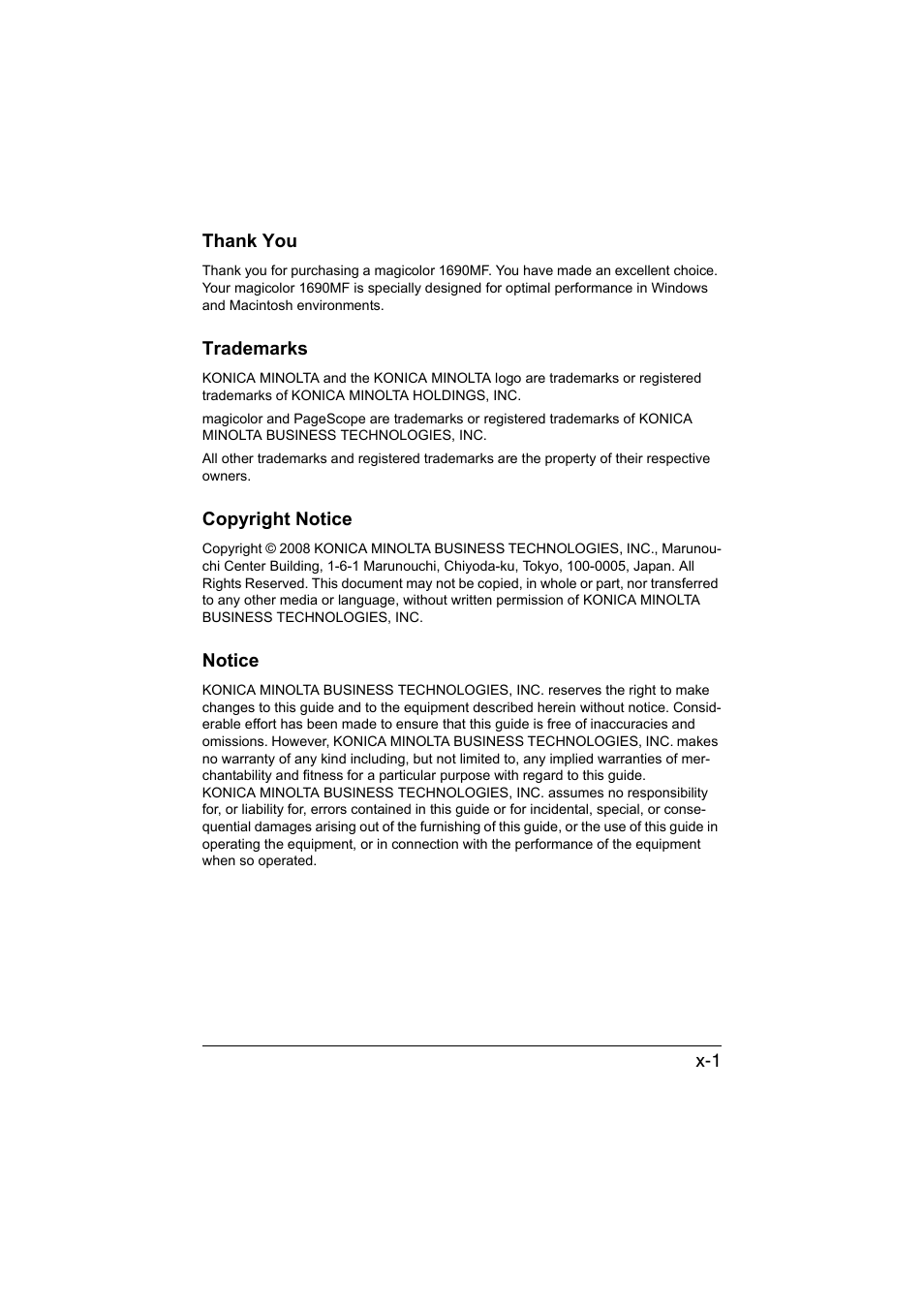 Konica Minolta magicolor 1690MF User Manual | Page 2 / 285