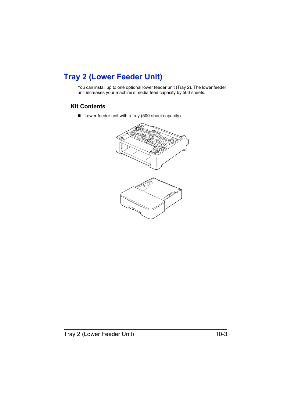 Tray 2 (lower feeder unit), Kit contents, Tray 2 (lower feeder unit) -3 | Kit contents -3 | Konica Minolta magicolor 1690MF User Manual | Page 262 / 285