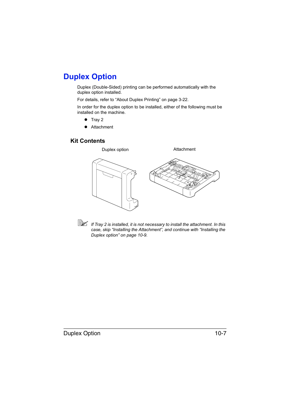 Duplex option, Kit contents, Duplex option -7 | Kit contents -7 | Konica Minolta magicolor 1690MF User Manual | Page 266 / 285