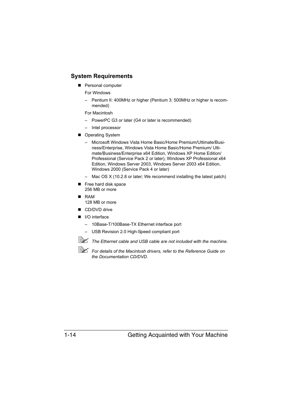 System requirements, System requirements -14 | Konica Minolta magicolor 1690MF User Manual | Page 27 / 285