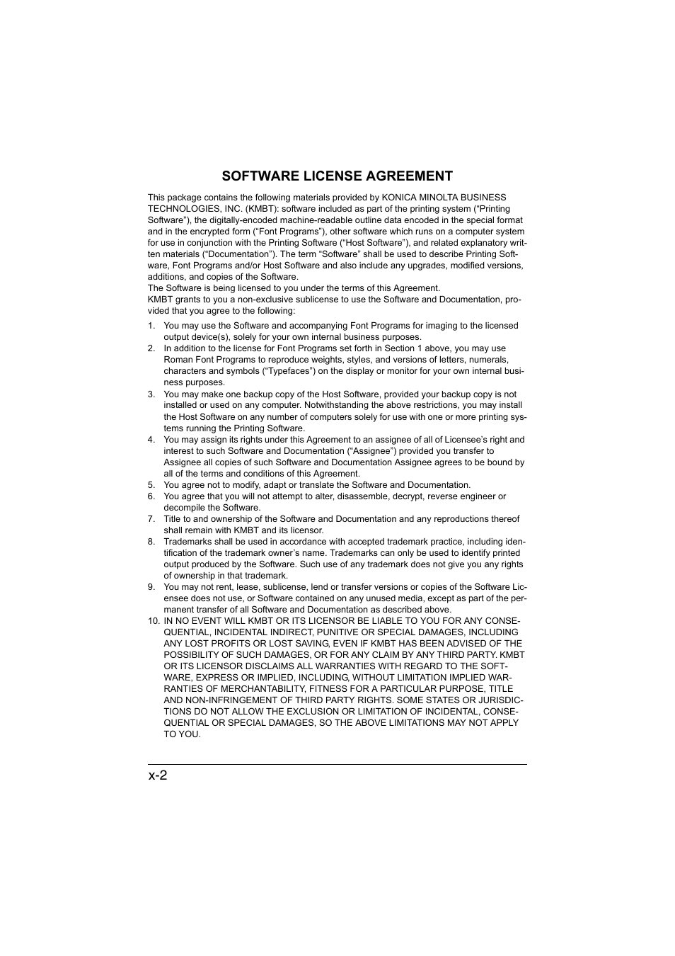 X-2 software license agreement | Konica Minolta magicolor 1690MF User Manual | Page 3 / 285