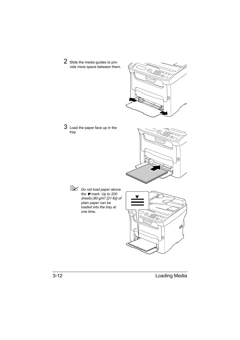 Loading media 3-12 | Konica Minolta magicolor 1690MF User Manual | Page 93 / 285