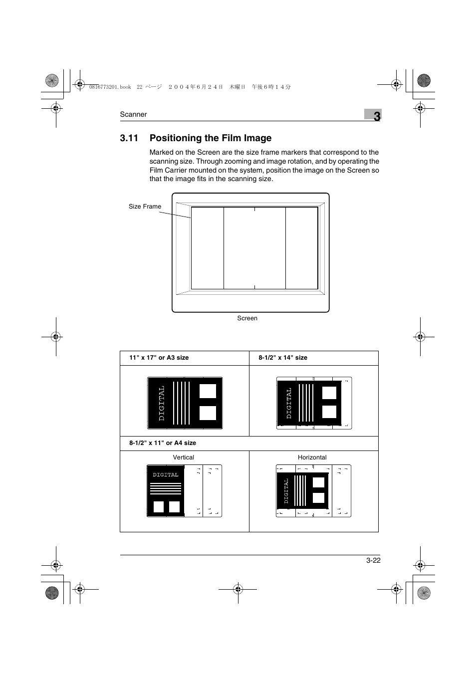 11 positioning the film image, 11 positioning the film image -22 | Konica Minolta MS7000 MKII User Manual | Page 48 / 112