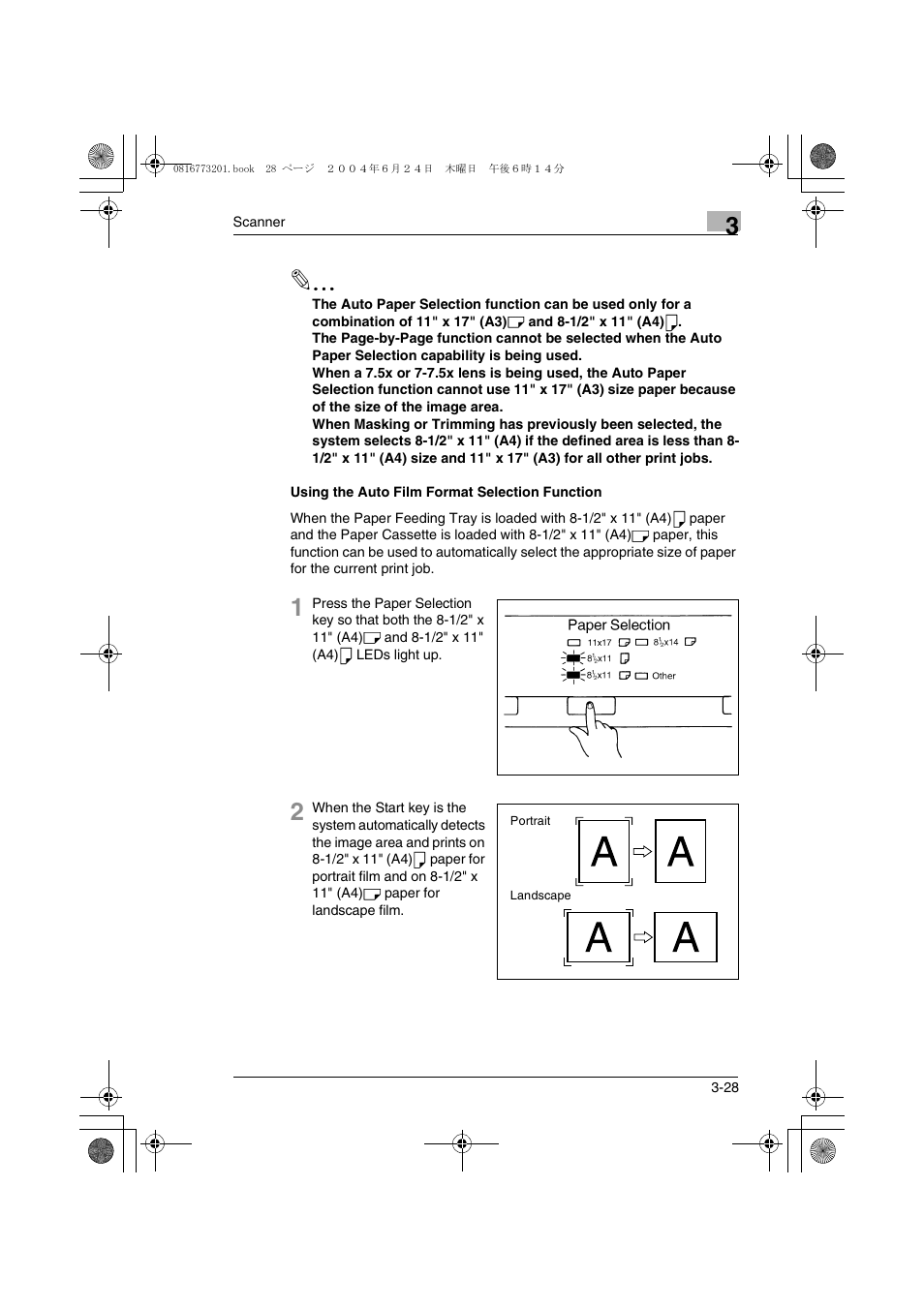Using the auto film format selection function, Using the auto film format selection function -28 | Konica Minolta MS7000 MKII User Manual | Page 54 / 112