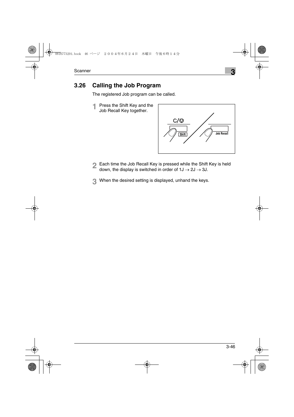 26 calling the job program, 26 calling the job program -46 | Konica Minolta MS7000 MKII User Manual | Page 72 / 112