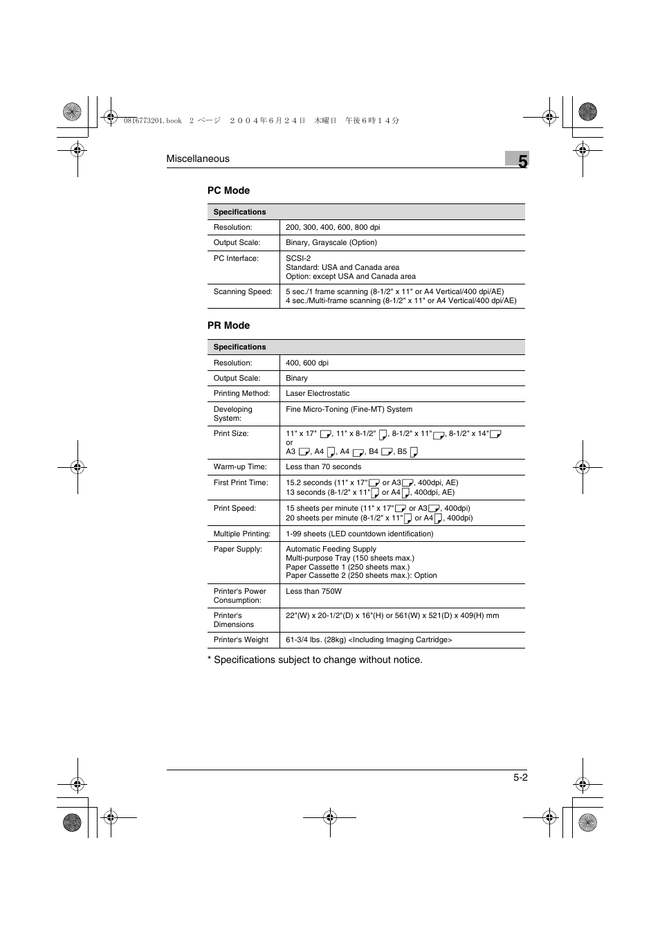 Pc mode, Pr mode | Konica Minolta MS7000 MKII User Manual | Page 96 / 112