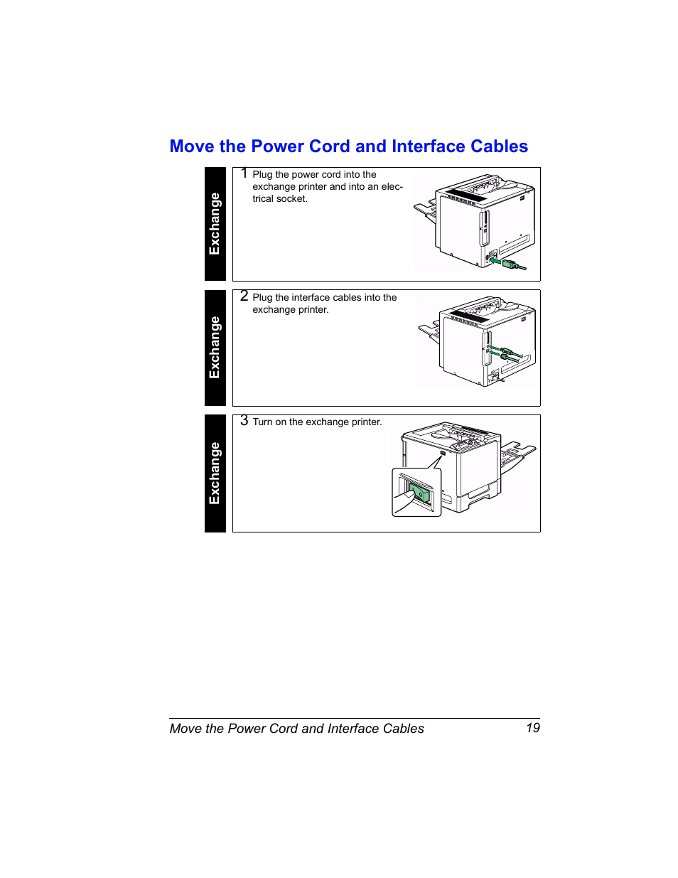 Move the power cord and interface cables | Konica Minolta Magicolor 5440 DL User Manual | Page 21 / 26