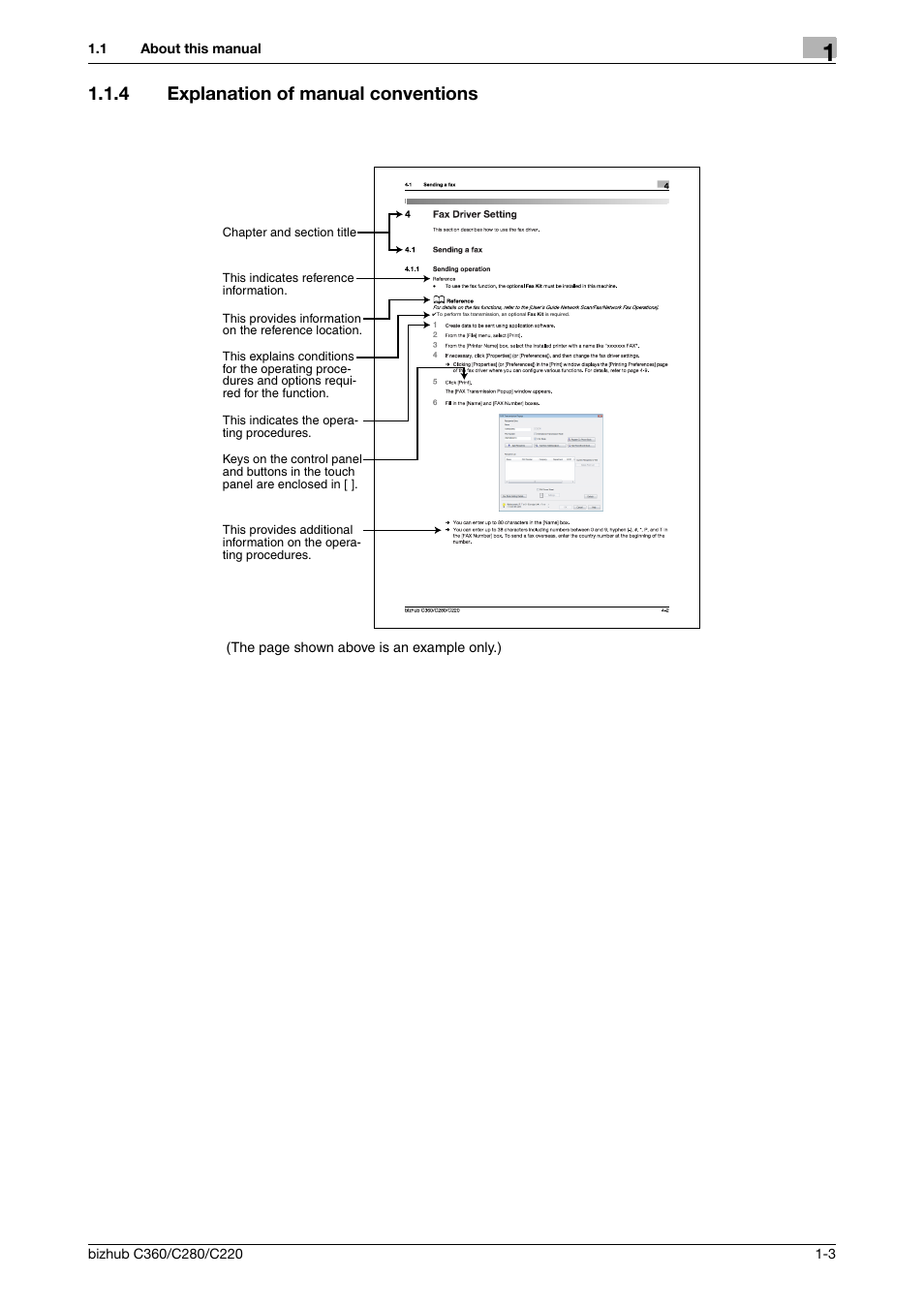 4 explanation of manual conventions, Explanation of manual conventions -3 | Konica Minolta BIZHUB C360 User Manual | Page 6 / 72