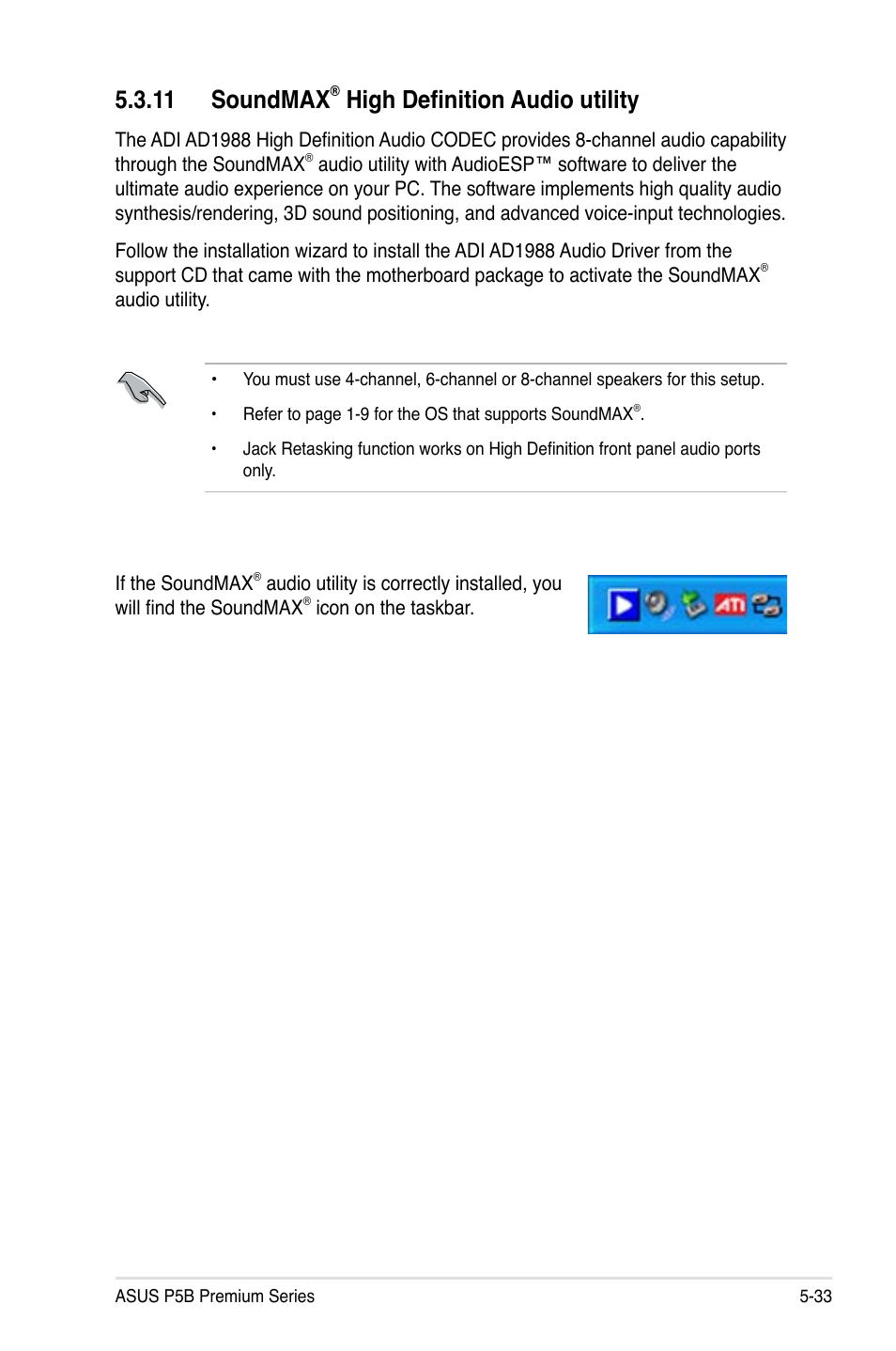 11 soundmax, High definition audio utility | Asus P5B User Manual | Page 145 / 188