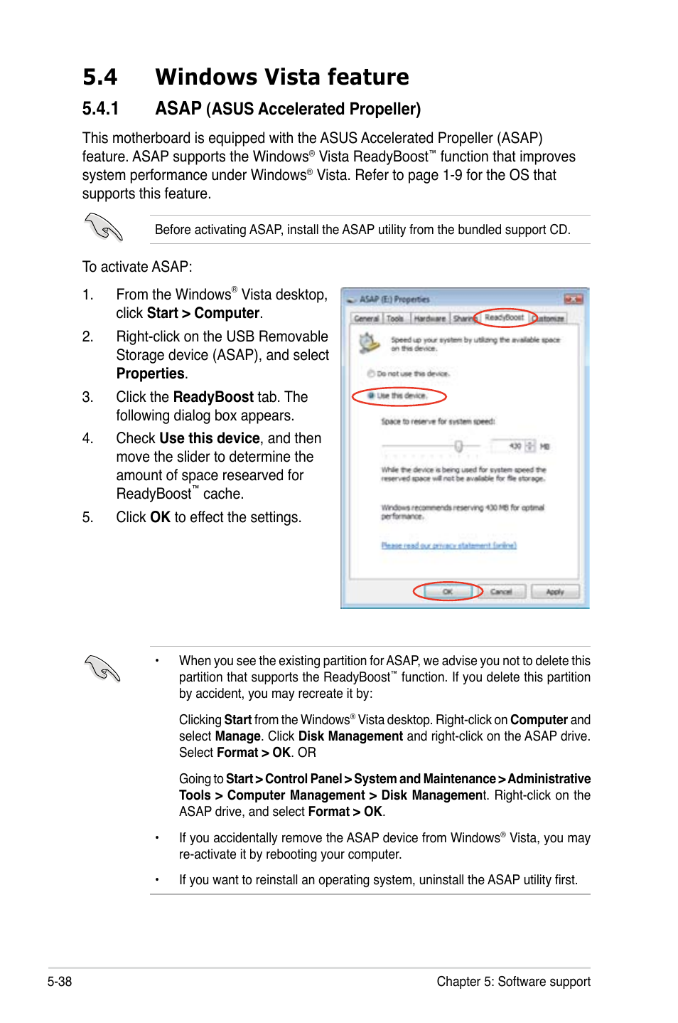 4 windows vista feature, 1 asap, Asus accelerated propeller) | Asus P5B User Manual | Page 150 / 188