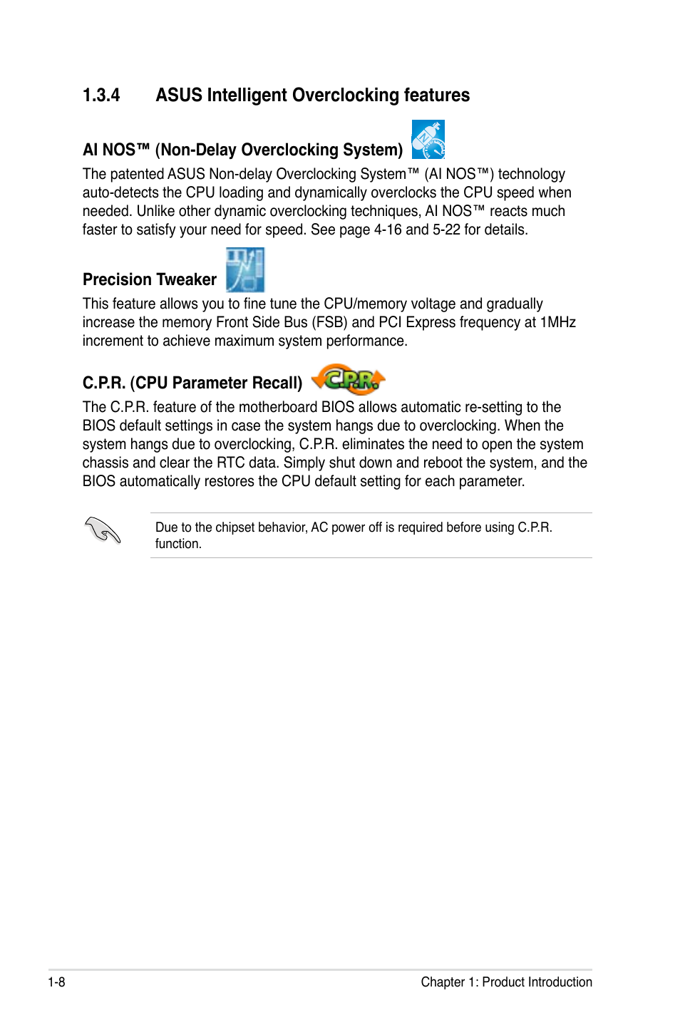 4 asus intelligent overclocking features | Asus P5B User Manual | Page 24 / 188