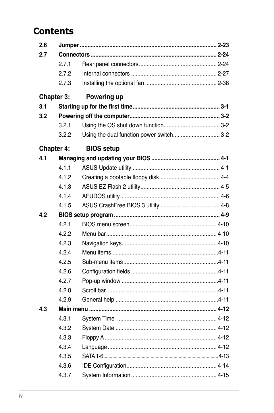 Asus P5B User Manual | Page 4 / 188