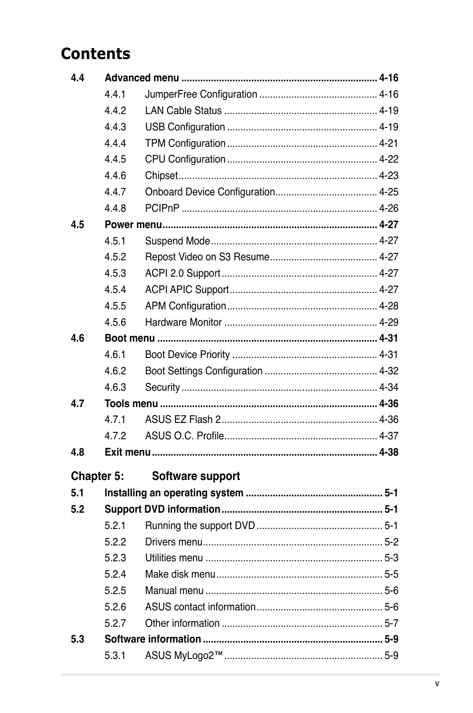 Asus P5B User Manual | Page 5 / 188