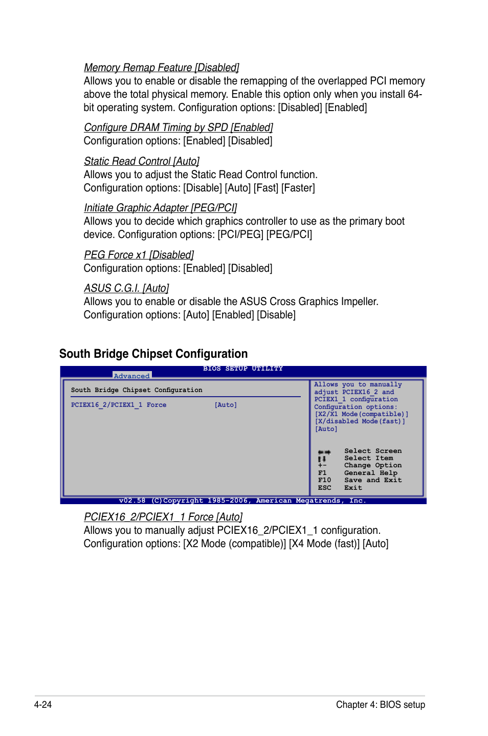 South bridge chipset configuration | Asus P5B User Manual | Page 96 / 188