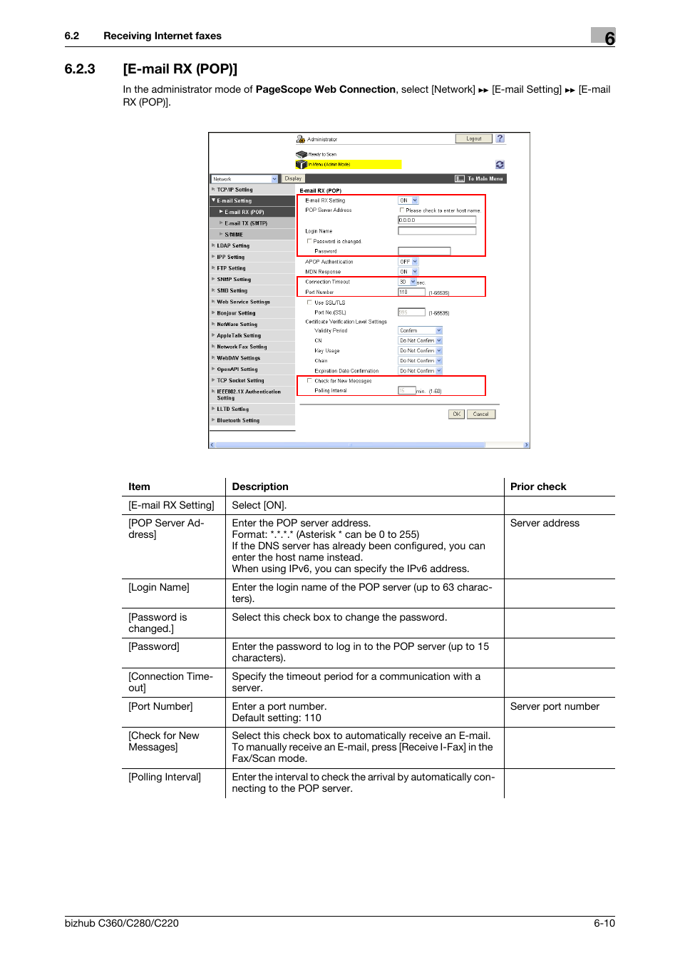 3 [e-mail rx (pop), E-mail rx (pop)] -10, E-mail rx (pop) | Konica Minolta BIZHUB C360 User Manual | Page 101 / 366