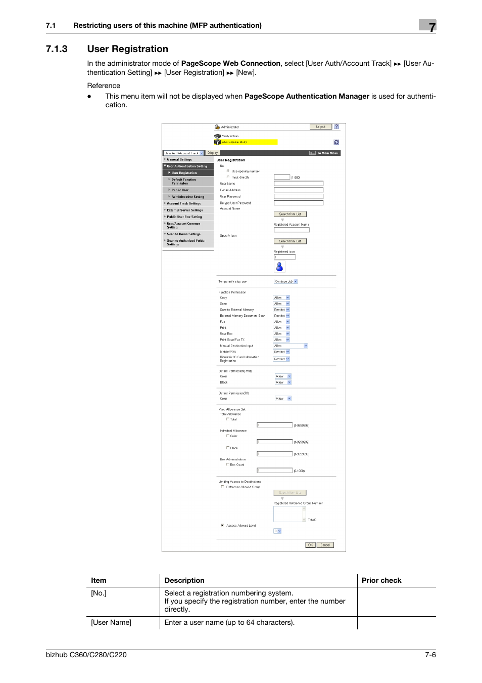 3 user registration, User registration -6, User registration | Konica Minolta BIZHUB C360 User Manual | Page 115 / 366