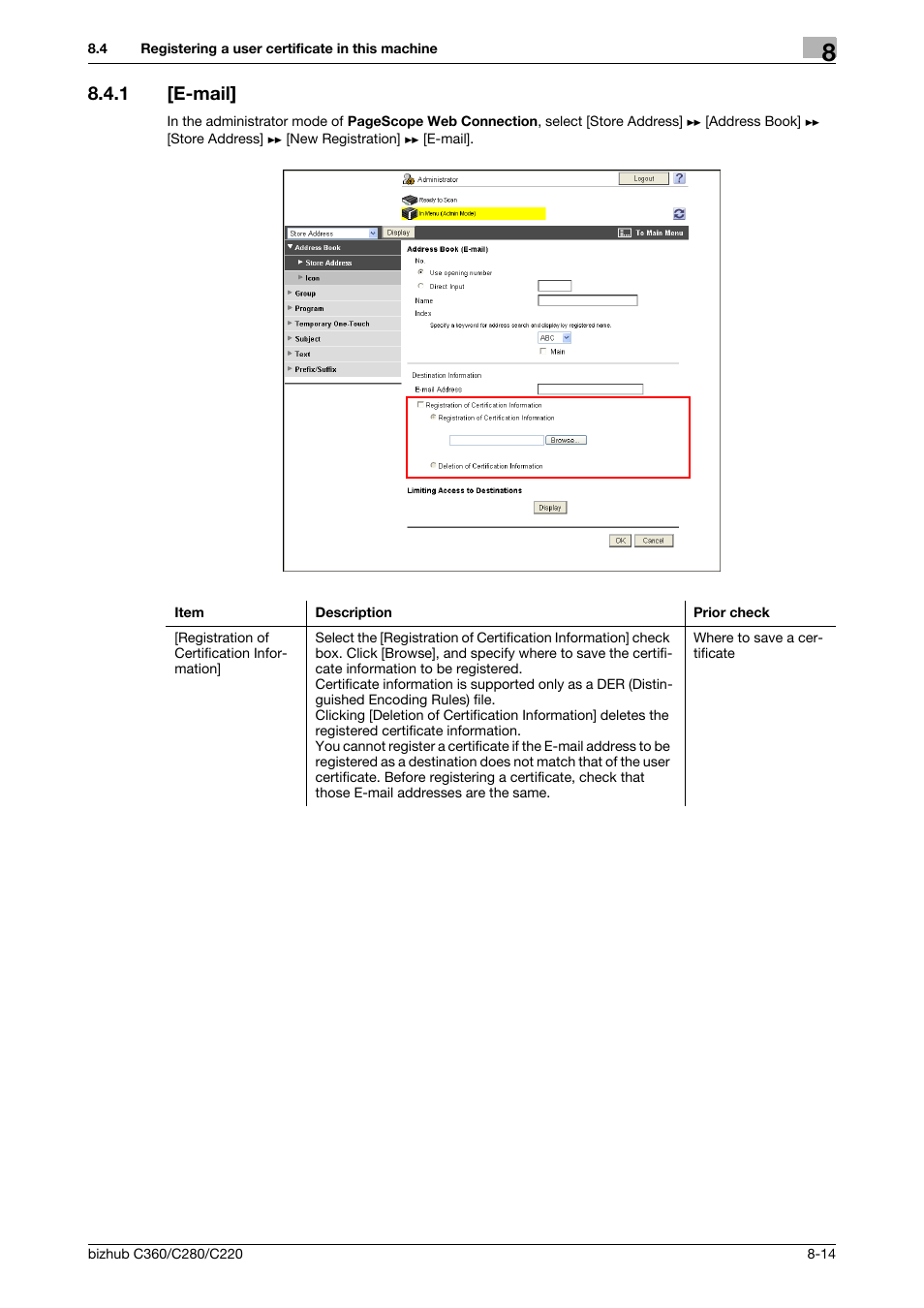 1 [e-mail, E-mail] -14, E-mail | Konica Minolta BIZHUB C360 User Manual | Page 152 / 366