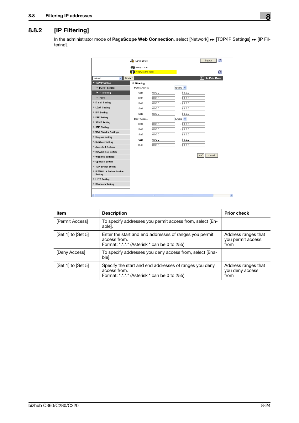 2 [ip filtering, Ip filtering] -24 | Konica Minolta BIZHUB C360 User Manual | Page 162 / 366