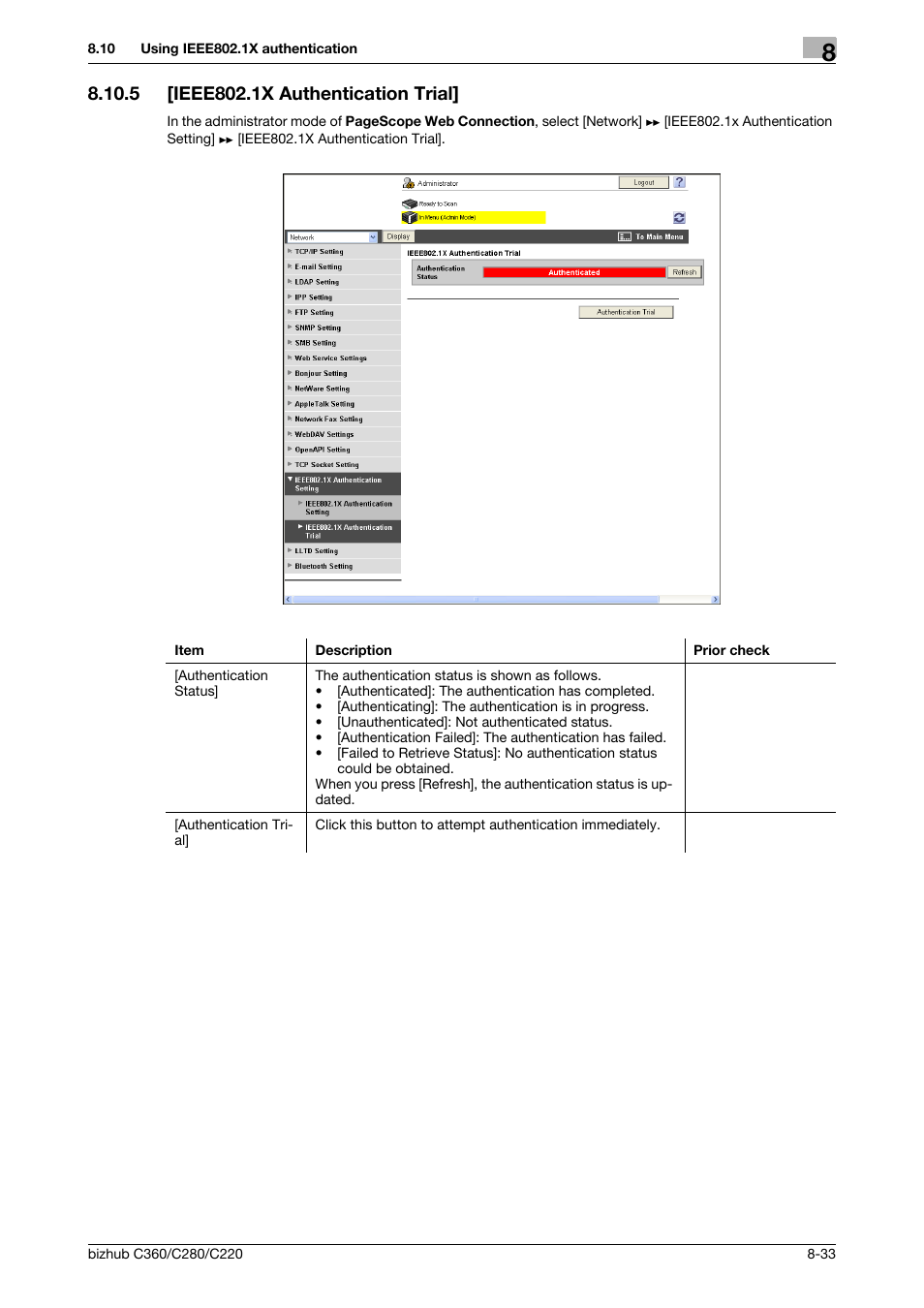 5 [ieee802.1x authentication trial, Ieee802.1x authentication trial] -33, Ieee802.1x authentication | Trial | Konica Minolta BIZHUB C360 User Manual | Page 171 / 366