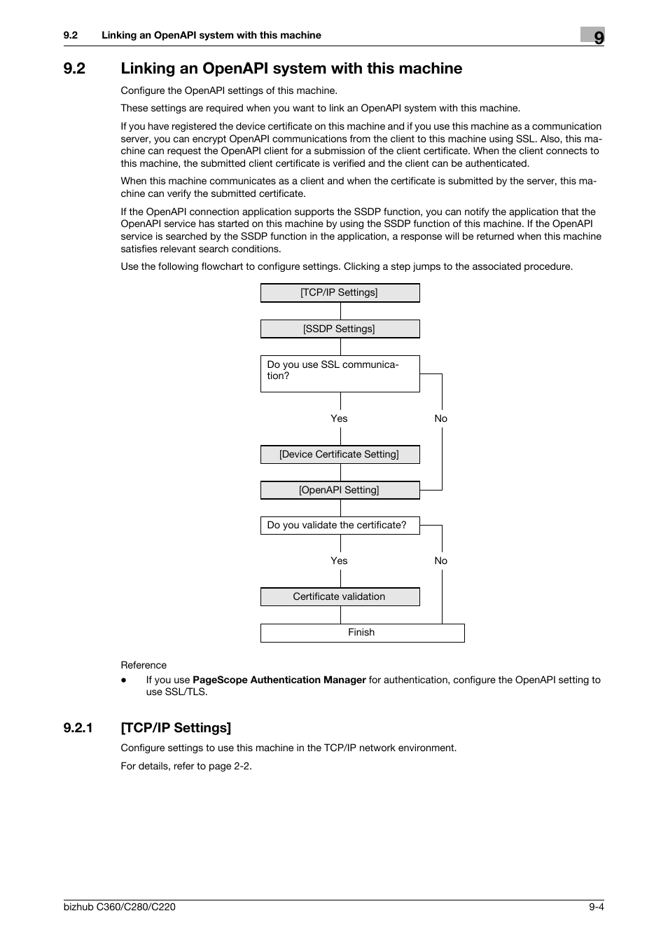 2 linking an openapi system with this machine, 1 [tcp/ip settings, Linking an openapi system with this machine -4 | Tcp/ip settings] -4 | Konica Minolta BIZHUB C360 User Manual | Page 184 / 366