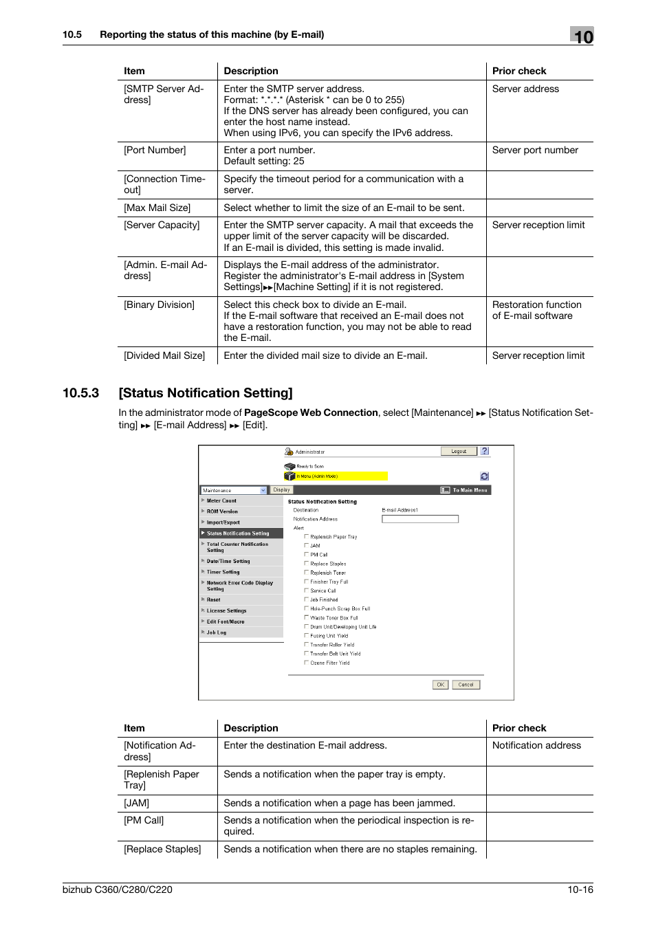 3 [status notification setting, Status notification setting] -16, Status notifica | Tion setting | Konica Minolta BIZHUB C360 User Manual | Page 208 / 366