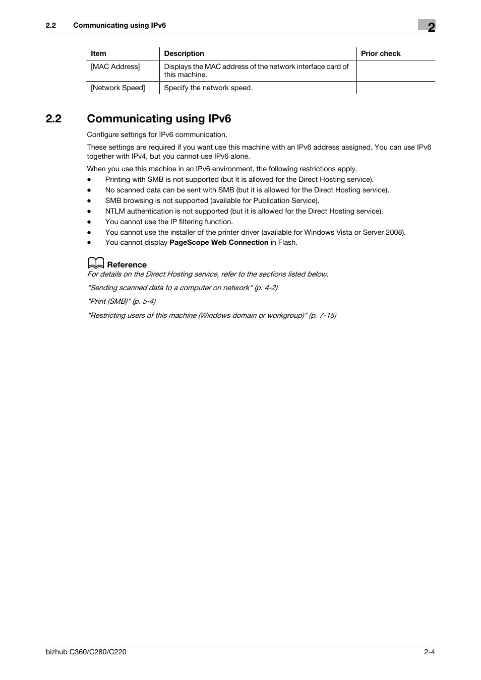 2 communicating using ipv6, Communicating using ipv6 -4 | Konica Minolta BIZHUB C360 User Manual | Page 22 / 366