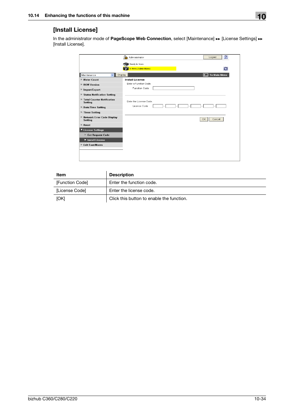 Install license, Install license] -34 | Konica Minolta BIZHUB C360 User Manual | Page 226 / 366