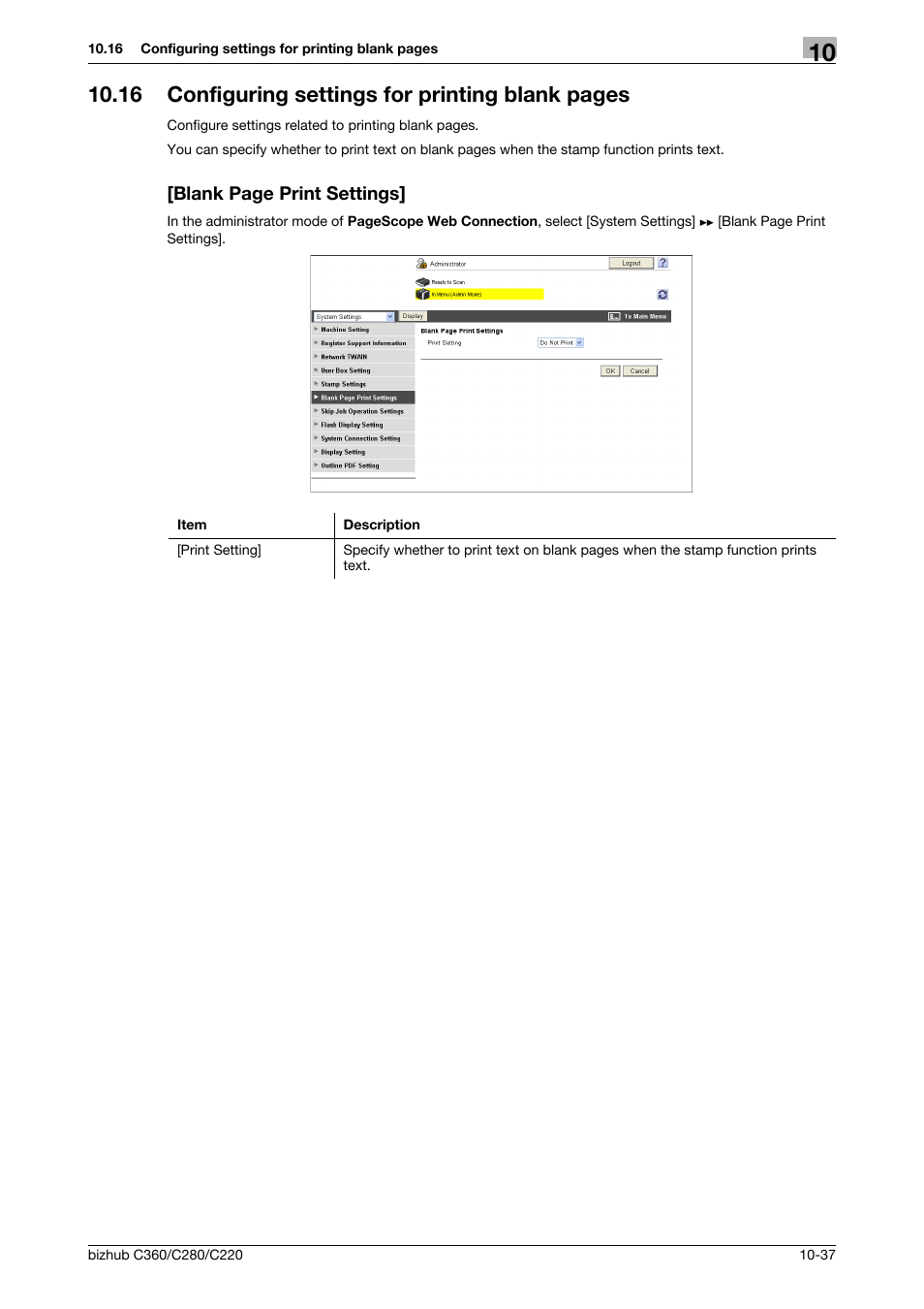 16 configuring settings for printing blank pages | Konica Minolta BIZHUB C360 User Manual | Page 229 / 366