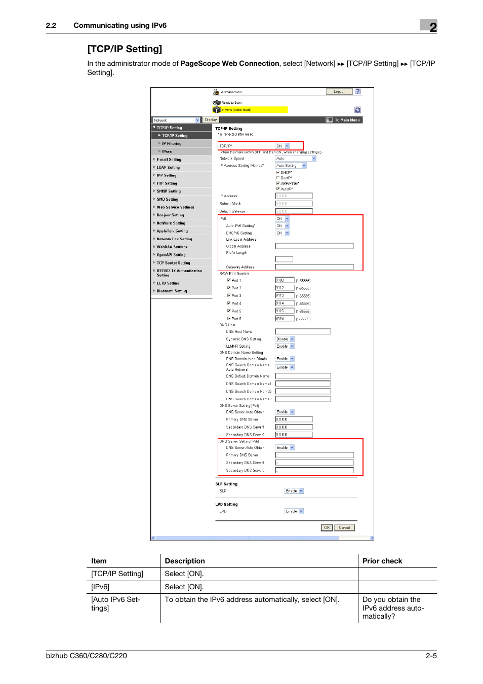 Tcp/ip setting, Tcp/ip setting] -5 | Konica Minolta BIZHUB C360 User Manual | Page 23 / 366