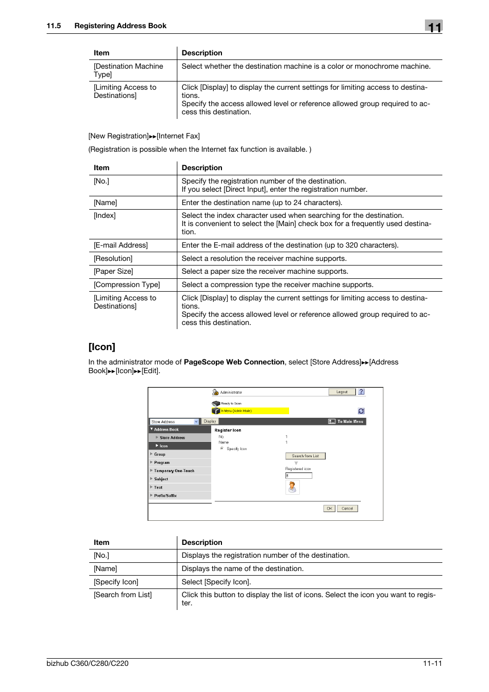 Icon, Icon] -11 | Konica Minolta BIZHUB C360 User Manual | Page 243 / 366