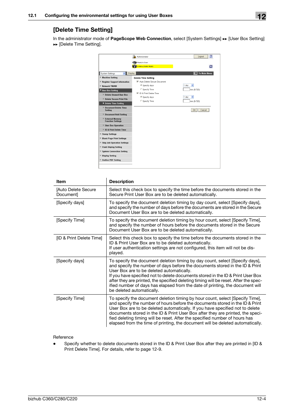 Delete time setting, Delete time setting] -4 | Konica Minolta BIZHUB C360 User Manual | Page 273 / 366