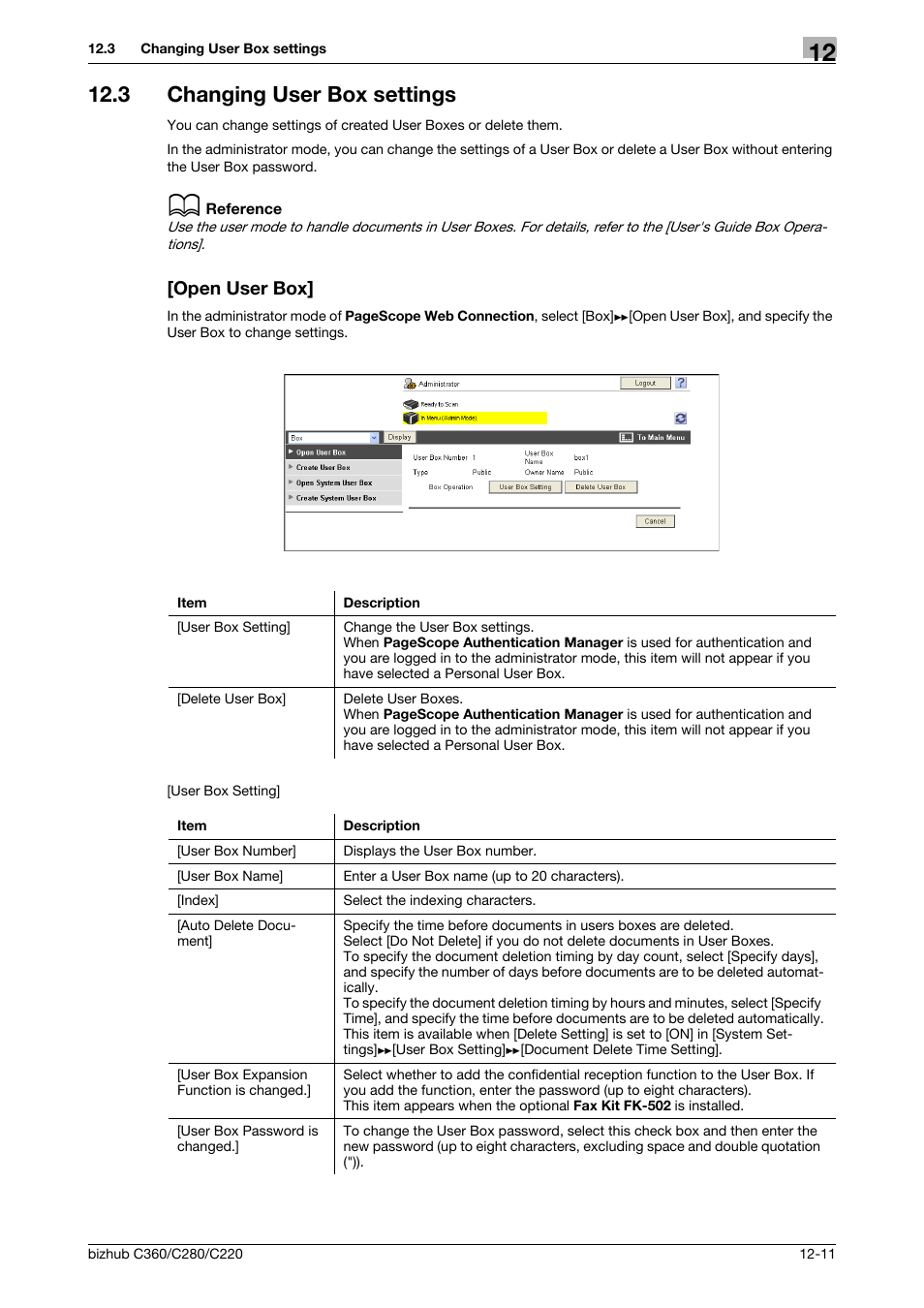 3 changing user box settings, Open user box, Changing user box settings -11 [open user box] -11 | Konica Minolta BIZHUB C360 User Manual | Page 280 / 366