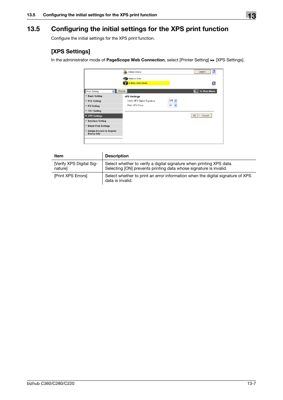 Xps settings | Konica Minolta BIZHUB C360 User Manual | Page 293 / 366