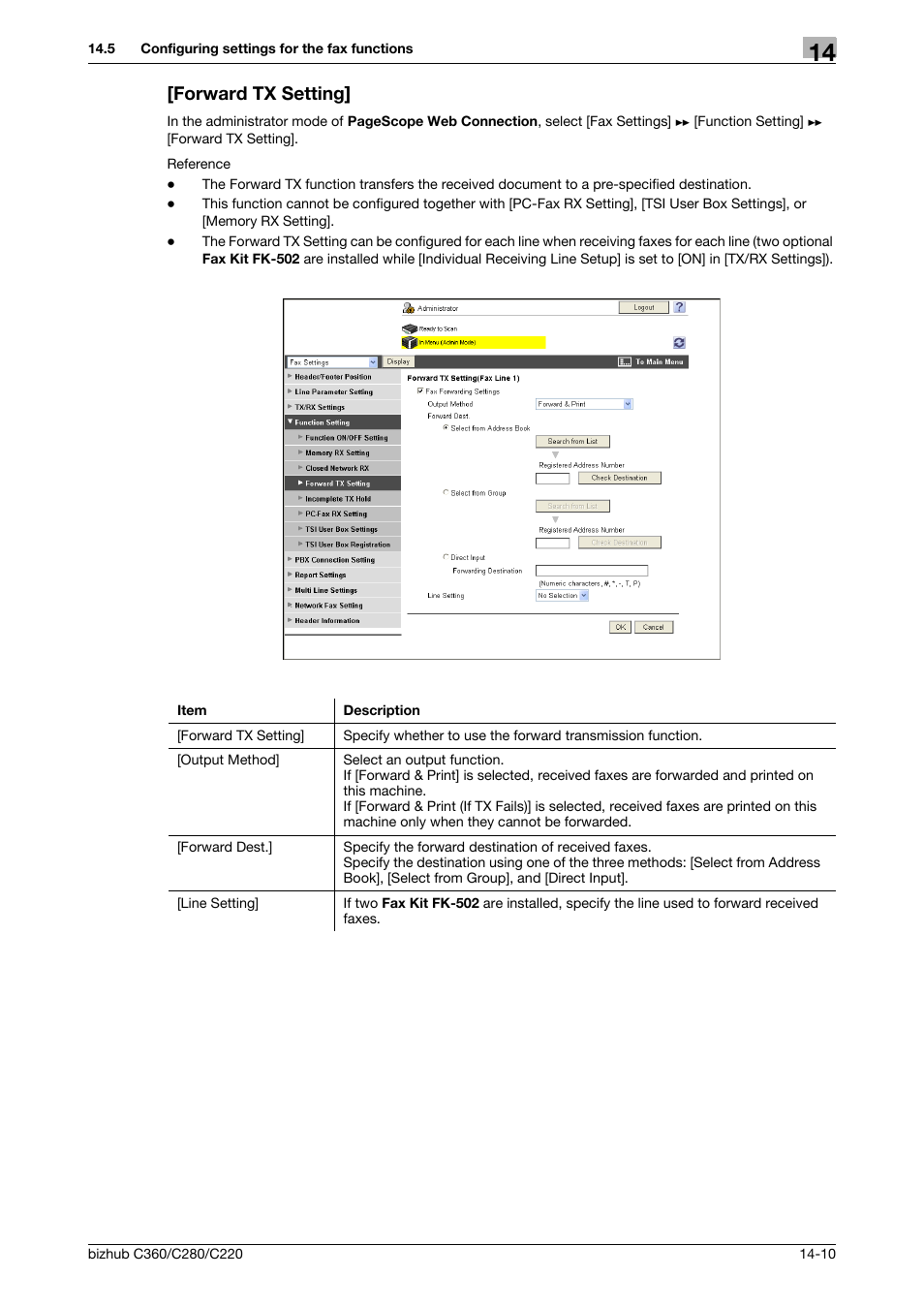 Forward tx setting, Forward tx setting] -10 | Konica Minolta BIZHUB C360 User Manual | Page 306 / 366