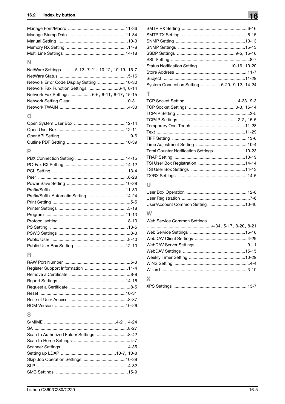 N to x | Konica Minolta BIZHUB C360 User Manual | Page 365 / 366