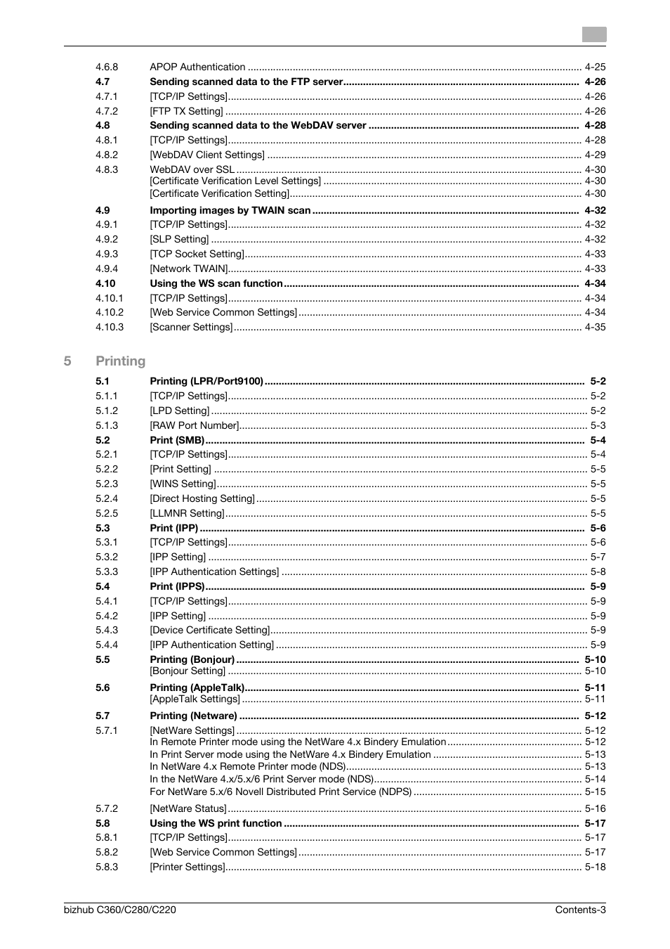 5printing | Konica Minolta BIZHUB C360 User Manual | Page 4 / 366