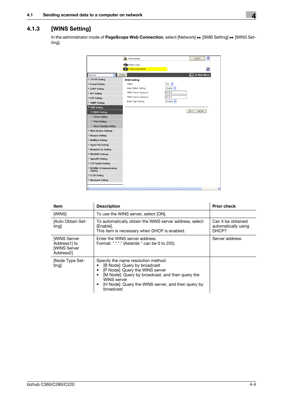 3 [wins setting, Wins setting] -4, Wins setting | Konica Minolta BIZHUB C360 User Manual | Page 40 / 366