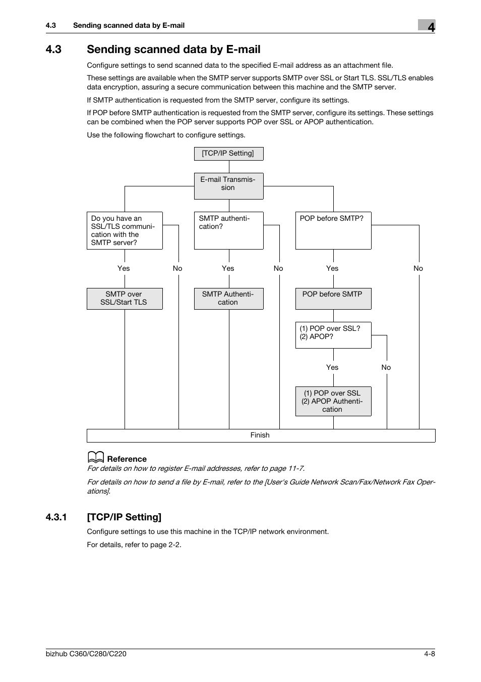 3 sending scanned data by e-mail, 1 [tcp/ip setting, Sending scanned data by e-mail -8 | Tcp/ip setting] -8 | Konica Minolta BIZHUB C360 User Manual | Page 44 / 366