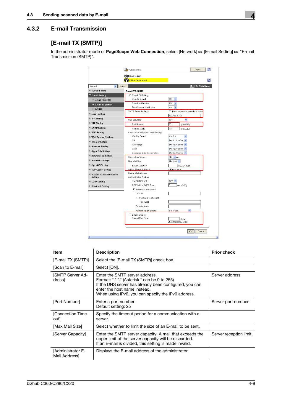 2 e-mail transmission, E-mail tx (smtp), E-mail transmission -9 [e-mail tx (smtp)] -9 | E-mail transmis, Sion, 2 e-mail transmission [e-mail tx (smtp) | Konica Minolta BIZHUB C360 User Manual | Page 45 / 366