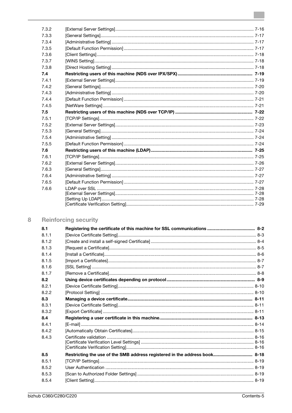 8reinforcing security | Konica Minolta BIZHUB C360 User Manual | Page 6 / 366